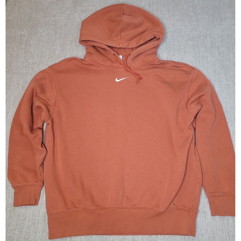 Nike Hoodie Mens S Burnt Orange Center Swoosh Pullover DJ7668-825‎ Long Sleeve